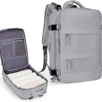 Travel Backpack For Women Men,Carry On Backpack,Hiking Backpack Waterproof Outdoor Sports Rucksack Casual Daypack Travel Essentials(Grey)