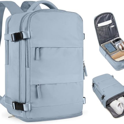 Travel Backpack For Women Men Airline Approved Carry On Backpack Flight Approved Waterproof Sports Luggage Backpack Casual Daypack Small Hiking Backpack Grey Blue