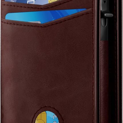 Wallet for Men - RFID Blocking [Functional & Practical] Bifold Slim Minimalist Credit Card Holder Pop Up Metal Case with Cash Slot, Front Pocket with ID Window, Gift Boxed