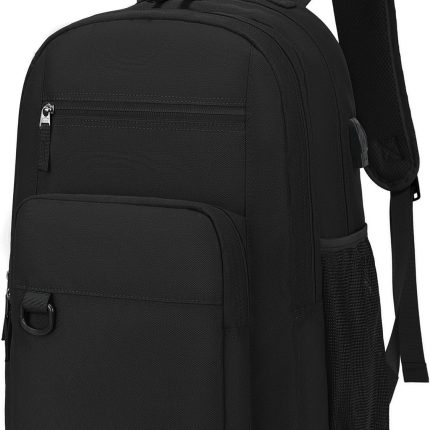Lightweight Black Backpack for Men Casual  Backpacks for  Work15.6 inch Laptop Bookbag with USB Charging Port