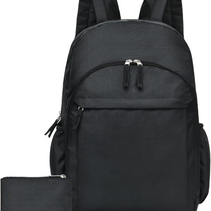 Classical Basic Black Backpack for , Water Resistant Bookbag for Boys , Travel Laptop Backpacks, Work Back pack for Men, Book Bags for  Students (Black)