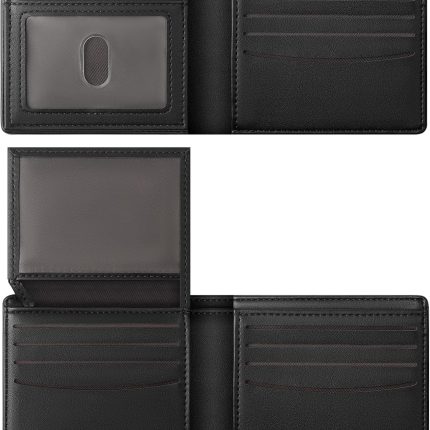 Wallet For Men RFID Blocking Black Wallets Bifold Faux Leather Card Holder Front Pocket Mens Accessories With Gift Box