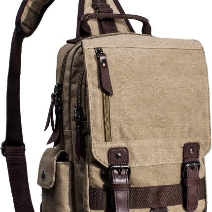 Retro Crossbody Bag Sling Bag Canvas Messenger Bag for Men Women Shoulder Bag Crossbody Handbags Satchel Travel Bag