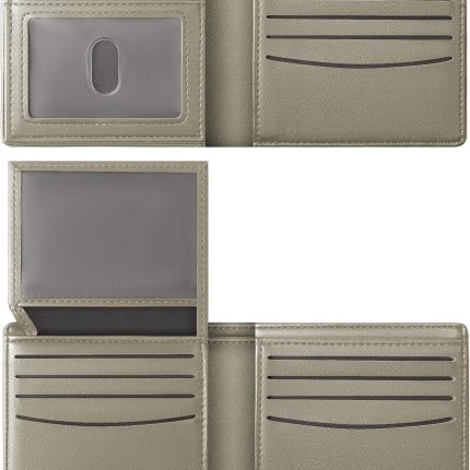 Wallet For Men RFID Blocking Dark Grey Wallets Bifold Faux Leather Card Holder Front Pocket Mens Accessories With Gift Box