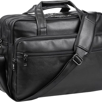 Leather Laptop Bag, Men's 15.6 Inche 17.3 Inche Messenger Briefcase Business Satchel Computer Handbag Shoulder Bag